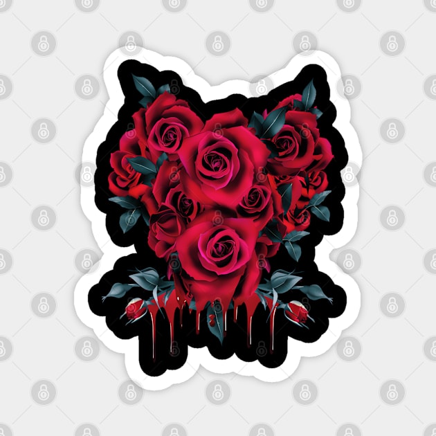 Soft Grunge Aesthetic Bleeding - Red Roses - Punk Nu Goth Magnet by The Full Moon Shop