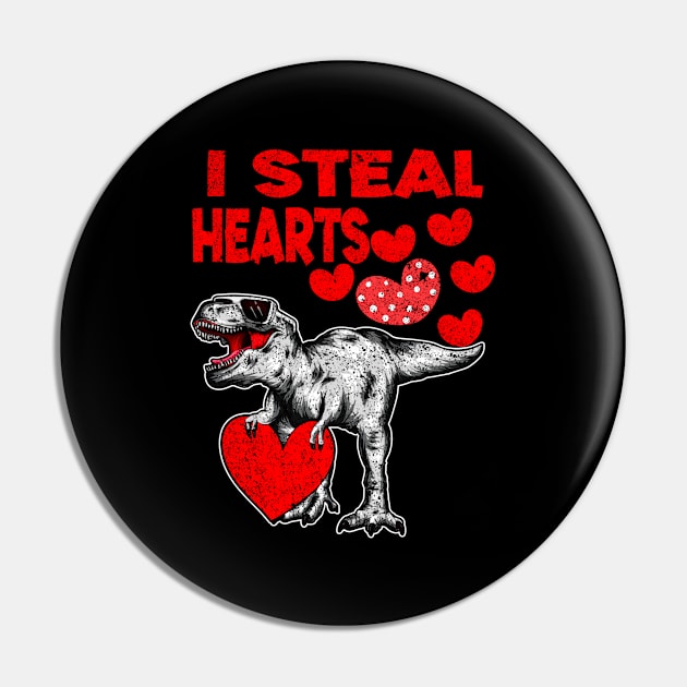 Kids I Steal Hearts Trex Dino Cute Baby Boy Valentines Day Pin by Marcekdesign