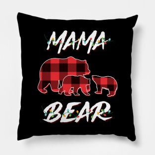 Mama Bear Red Plaid Christmas Pajama Matching Family Gift Pillow