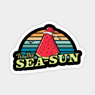 Tis The Sea Sun Watermelon Xmas In July Summer Beach Santa Magnet