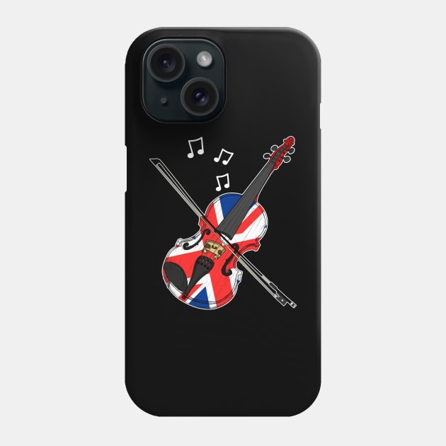 UK Flag Violin Violinist British Musician Phone Case by doodlerob