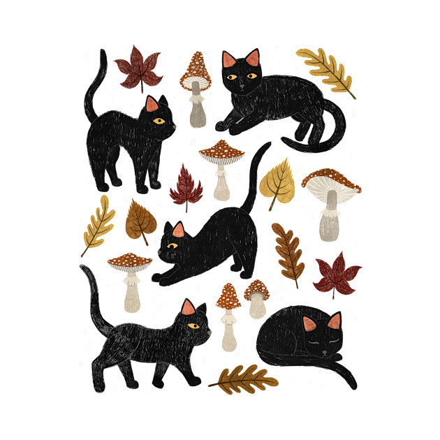 autumn cat magic - Black Cat - Phone Case