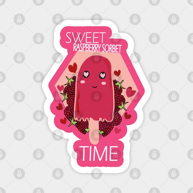 Raspberry sorbet Kawaii Sweet Cute Raspberry Sorbet Magnet by Day81