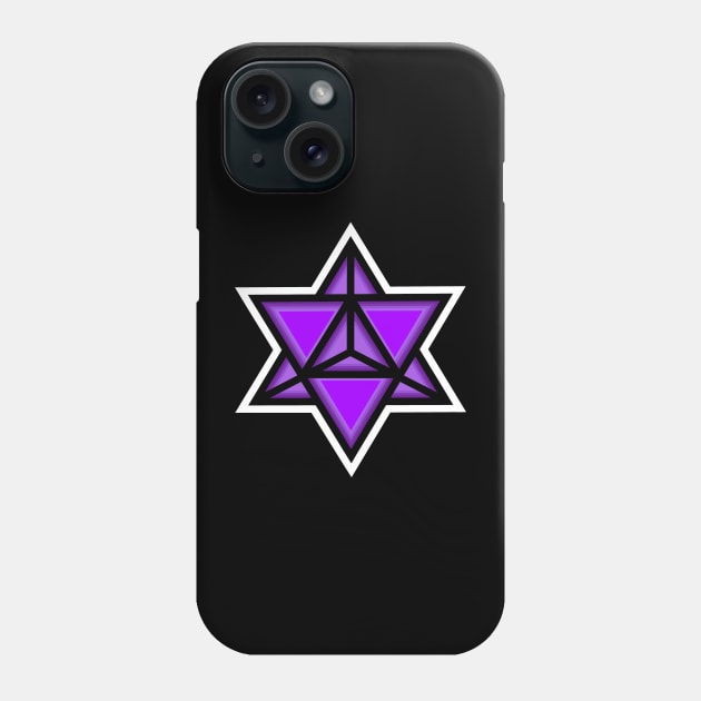 Merkaba Spiritual Symbol in Purple - Sacred Geometry Merkabah Shape - Merkaba Phone Case by Bleeding Red Paint