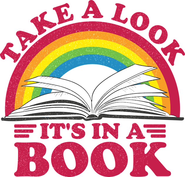 Reading Rainbow - Take a Look It's in a Book Kids T-Shirt by devilcat.art