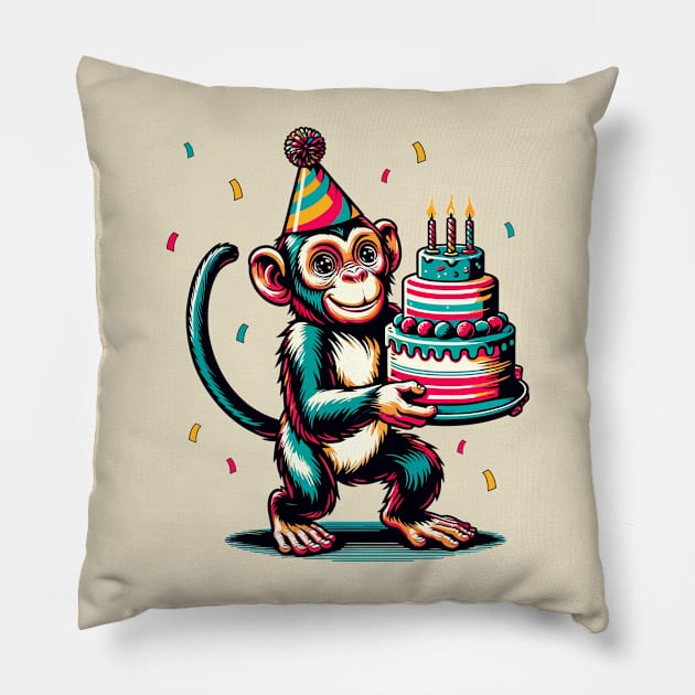 Birthday Monkey Pillow by Art_Boys