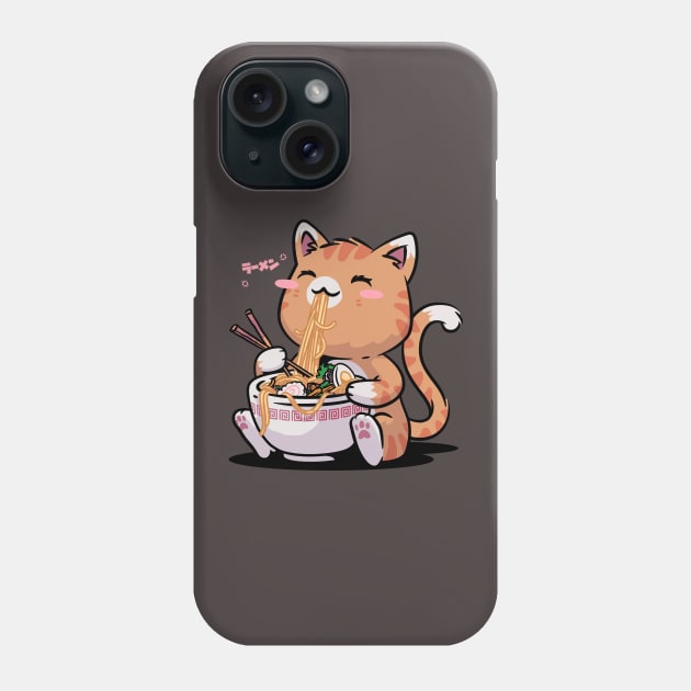 Cat Ramen Kawaii Neko Bowl Anime Otaku Caramel Cat Phone Case by vo_maria