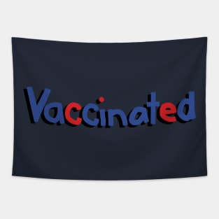 Red Blue Vaccinated Typography Shadow Tapestry
