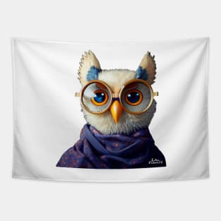 cute owl with glasses Tapestry