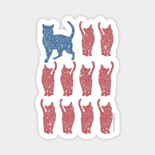 Vertical United States Distressed Cat Flag Circle Design Magnet