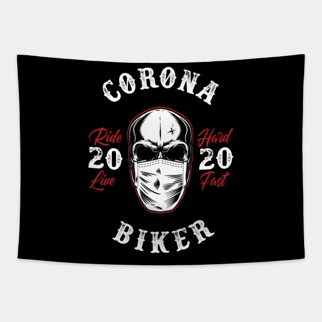 Corona Biker - Skull Mask Tapestry by byfab