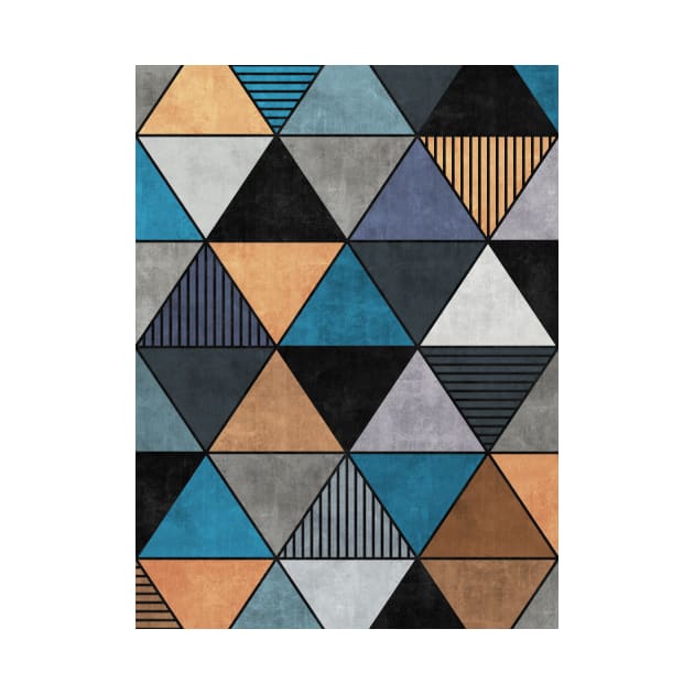 Colorful Concrete Triangles 2 - Blue, Grey, Brown by ZoltanRatko