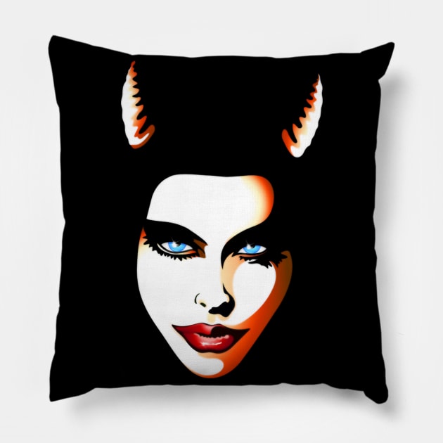 Bad Girl Evil Devil Pillow by BluedarkArt