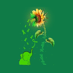 Mental Health Awareness Sunflower, Green Ribbon T-Shirt