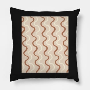 Simple Minimalist Abstract Woby lines Earth Tones Pattern Pillow