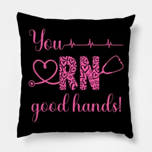 You RN Good Hands! Hearts in letters. Pillow