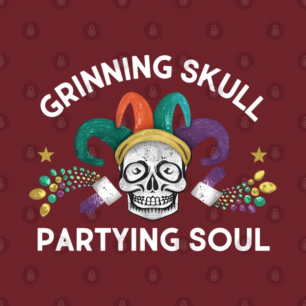 Grinning Skull Partying soul Mardi gras by NomiCrafts