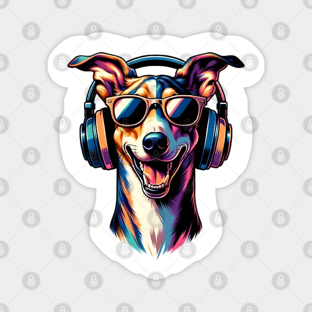 Ibizan Hound Smiling DJ with Vibrant Musical Flair Magnet by ArtRUs