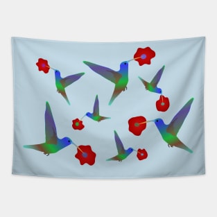 Happy Hummingbirds in Flight Tapestry