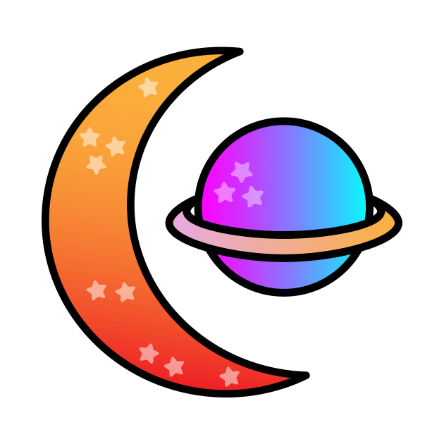 Saturn And Moon by PG store