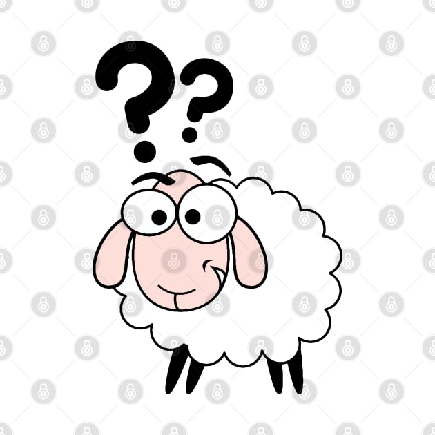 White sheep with question mark by JulieVie Design