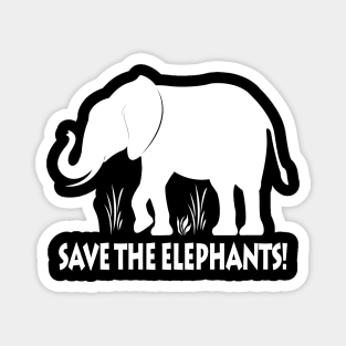 Save the Elephants in Silhouette Magnet