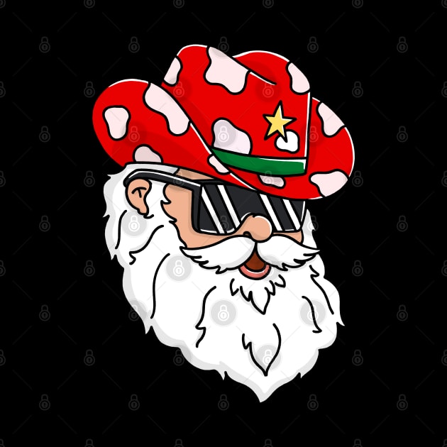 Santa Claus Western Cowboy hat Merry Christmas Funny by Trippycollage