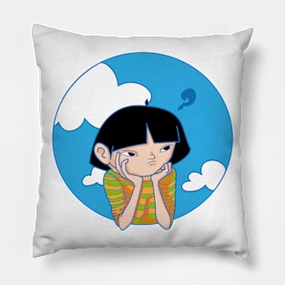 Cartoon girl dreaming away Pillow