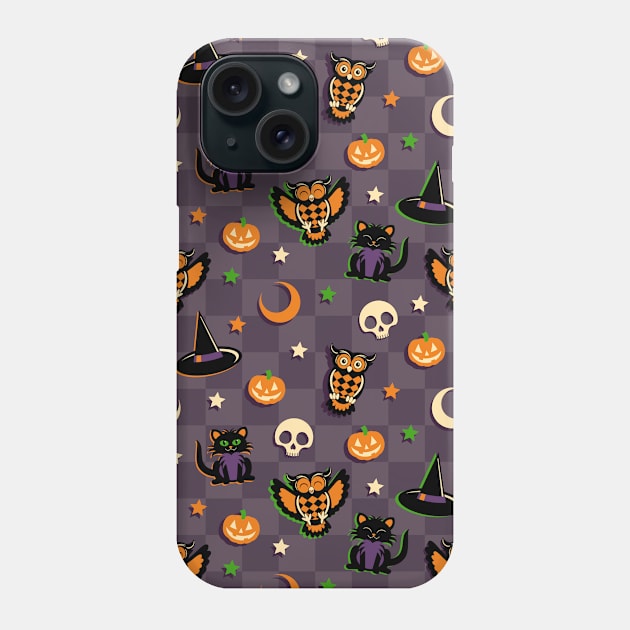 Vintage Style Halloween Pattern Phone Case by Ellador