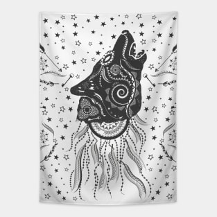 Ornate Boho Wolf Tapestry