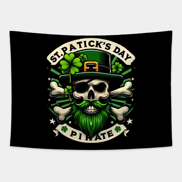 St. Patrick’s Pirate Skull Tapestry by FreshIdea8