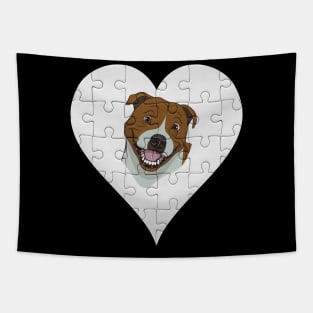 Staffordshire Bull Terrier Heart Jigsaw Pieces Design - Gift for Staffordshire Bull Terrier Lovers Tapestry