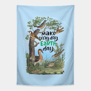 Earth Day Nature Illustration with Text Tapestry