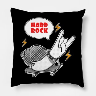 Snail on skateboard hard rock Pillow