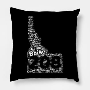 Idaho Cities: 208 Area Code Pillow