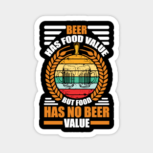 Beer Had Food Value But Food Has No Beer Value T Shirt For Women Men Magnet