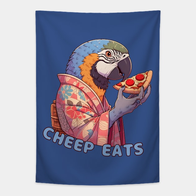 Pizza parrot Tapestry by Japanese Fever