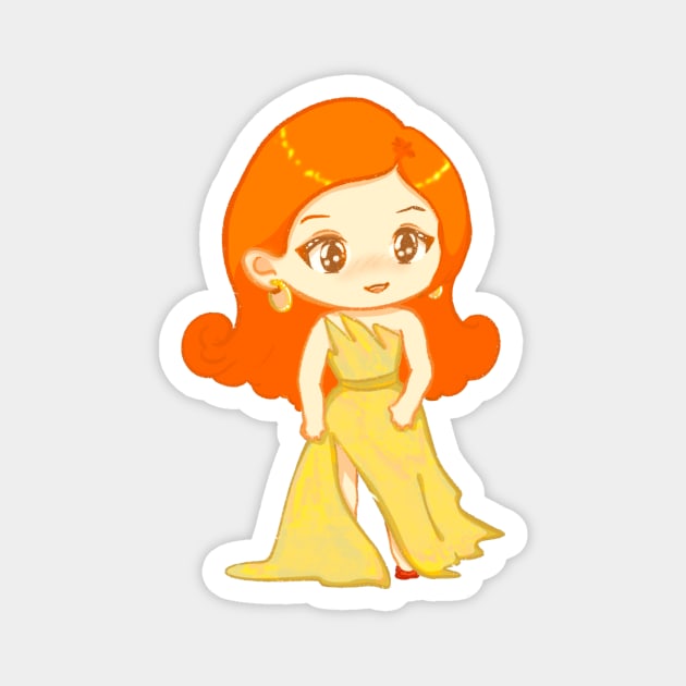 Cute girl sticker gifts Magnet by Papurrie St