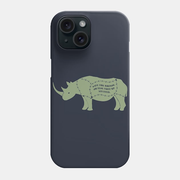 Save the Rhinos in Green Phone Case by JetAylor