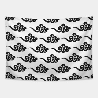 Black Chinese Clouds Pattern Tapestry