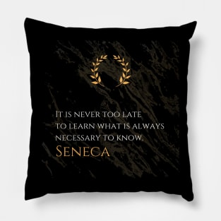 Endless Learning: 'It is never too late to learn what is always necessary to know.' -Seneca Design Pillow