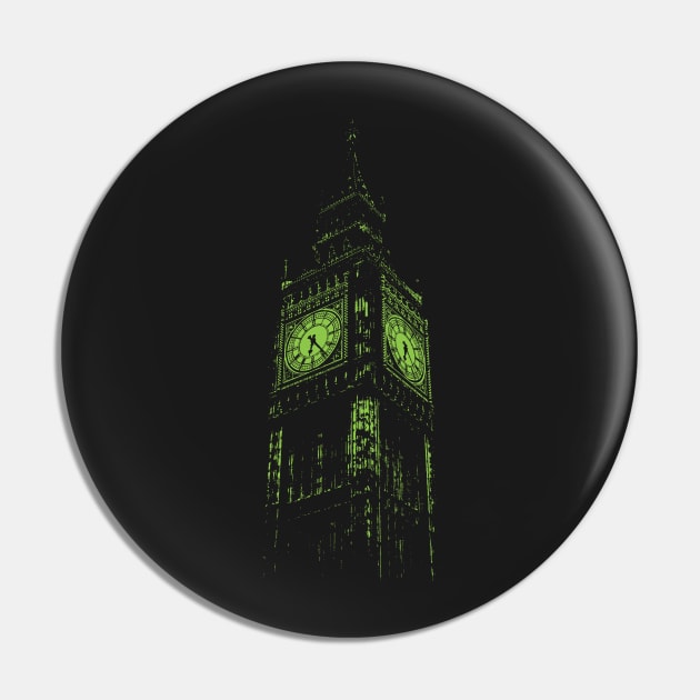 Minimalist Lime Green London Big Ben Pin by pelagio