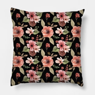 Floral mask, red flowers mask, black red flowers mask, floral pattern mask, flowers pattern mask, flowers face mask Pillow