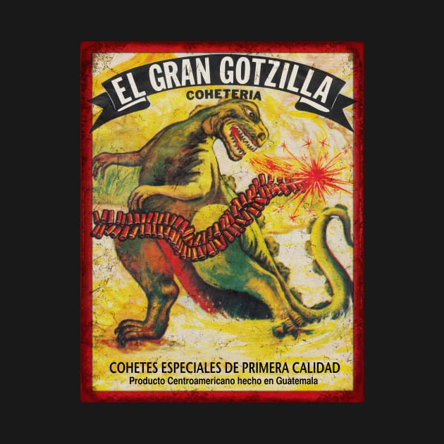 Godzilla Firecracker Poster Retro by Cabezon