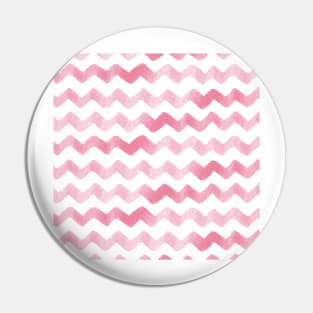 Watercolor Pink Chevron Stripes Pin