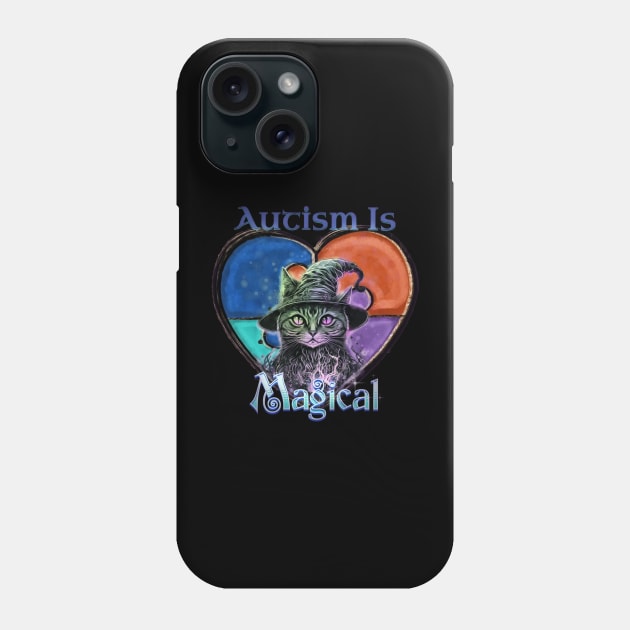 Autism Awareness Puzzle Cat Autism Is Magical Phone Case by mythikcreationz