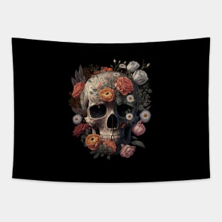 Skull and Flowers #3 Tapestry