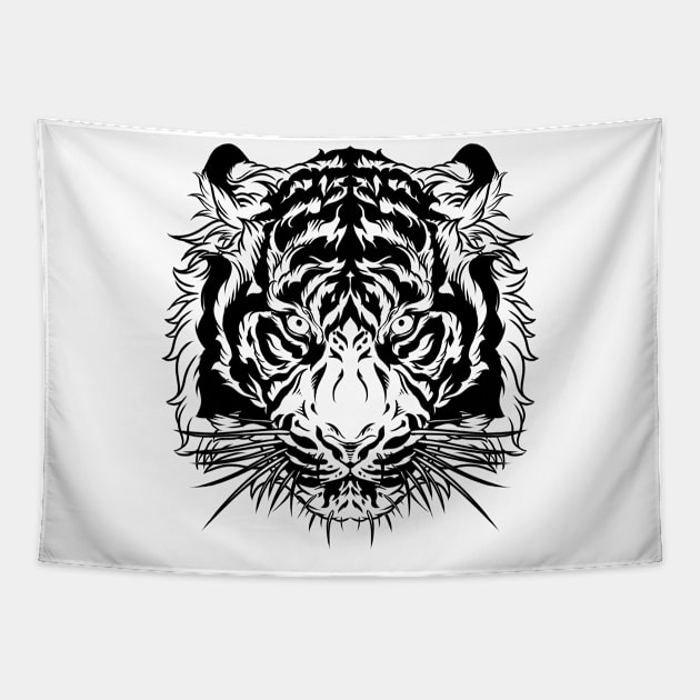 Tiger BW Tapestry by dezeight