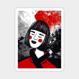 Asian woman illustration Magnet