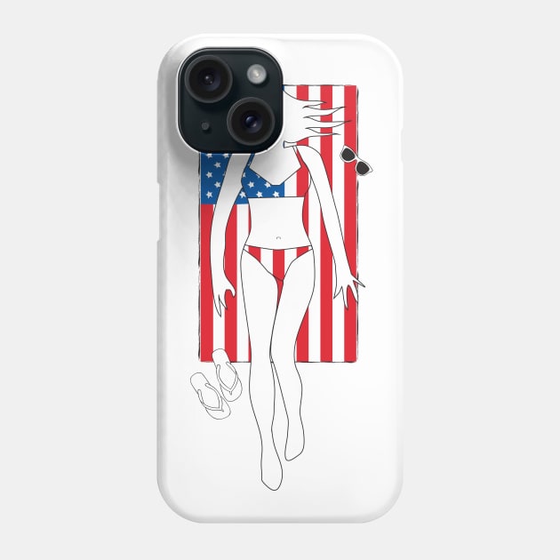 Summer girl celebrating Independence day Phone Case by atomguy